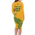 Australia 2024 Custom Family Matching Long Sleeve Bodycon Dress and Hawaiian Shirt Aboriginal GO Team Aussie