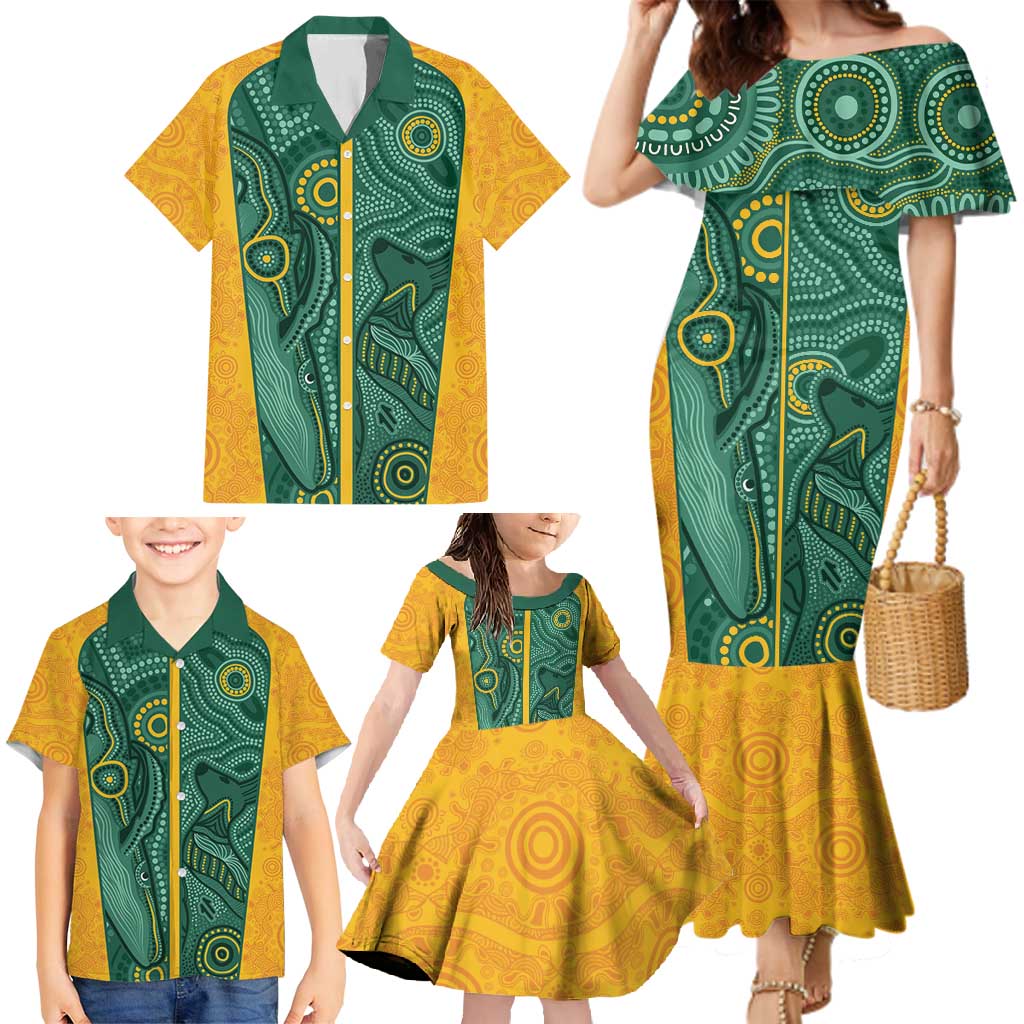 Australia 2024 Custom Family Matching Mermaid Dress and Hawaiian Shirt Aboriginal GO Team Aussie
