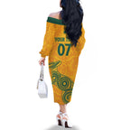 Australia 2024 Custom Family Matching Off The Shoulder Long Sleeve Dress and Hawaiian Shirt Aboriginal GO Team Aussie