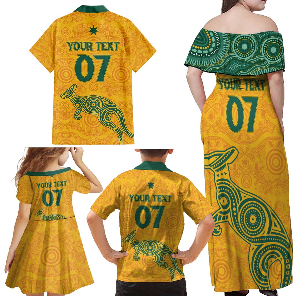 Australia 2024 Custom Family Matching Off Shoulder Maxi Dress and Hawaiian Shirt Aboriginal GO Team Aussie