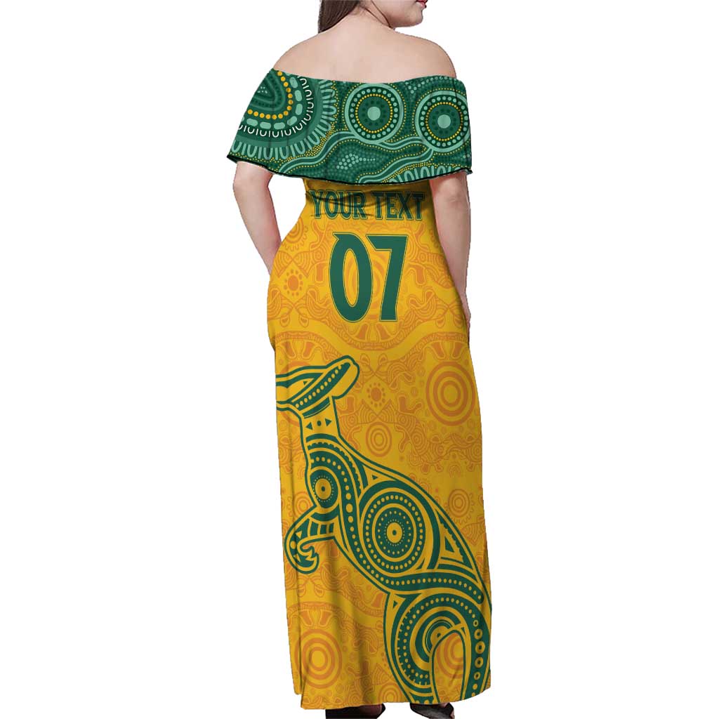 Australia 2024 Custom Family Matching Off Shoulder Maxi Dress and Hawaiian Shirt Aboriginal GO Team Aussie