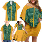 Australia 2024 Custom Family Matching Off Shoulder Short Dress and Hawaiian Shirt Aboriginal GO Team Aussie