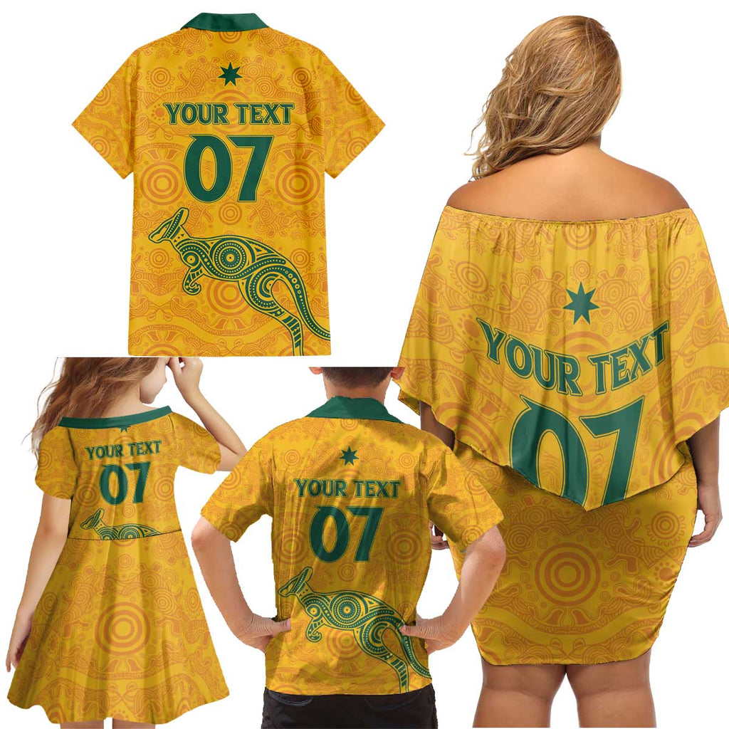 Australia 2024 Custom Family Matching Off Shoulder Short Dress and Hawaiian Shirt Aboriginal GO Team Aussie