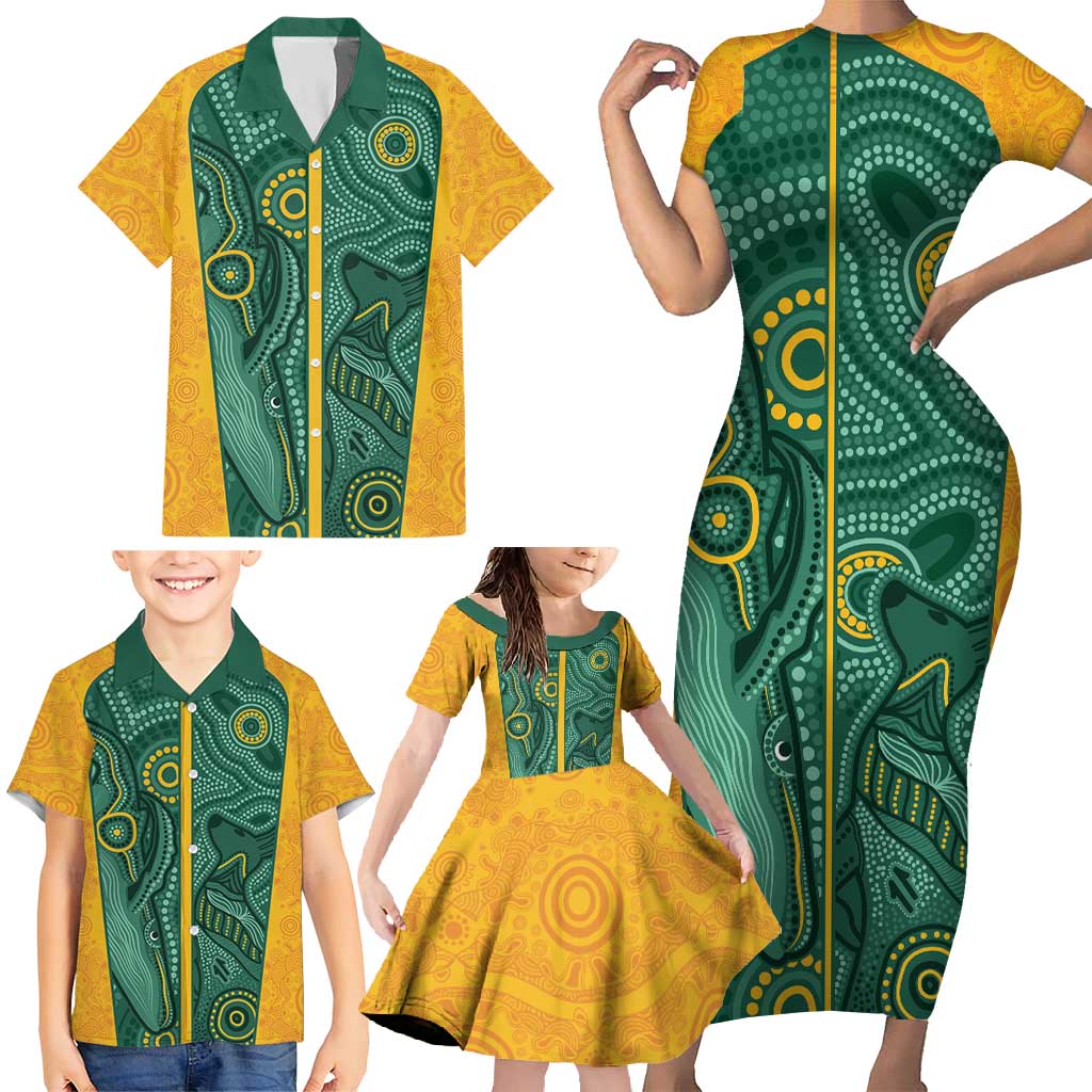 Australia 2024 Custom Family Matching Short Sleeve Bodycon Dress and Hawaiian Shirt Aboriginal GO Team Aussie