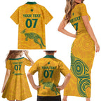 Australia 2024 Custom Family Matching Short Sleeve Bodycon Dress and Hawaiian Shirt Aboriginal GO Team Aussie