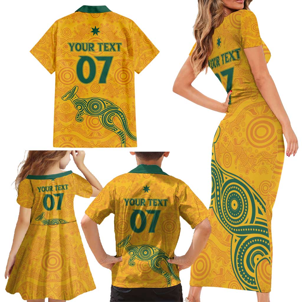 Australia 2024 Custom Family Matching Short Sleeve Bodycon Dress and Hawaiian Shirt Aboriginal GO Team Aussie