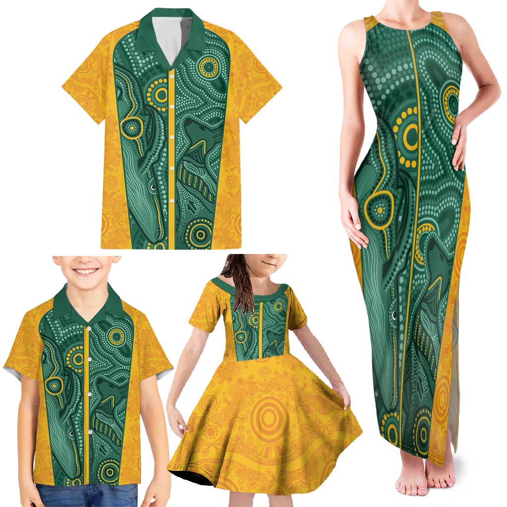 Australia 2024 Custom Family Matching Tank Maxi Dress and Hawaiian Shirt Aboriginal GO Team Aussie