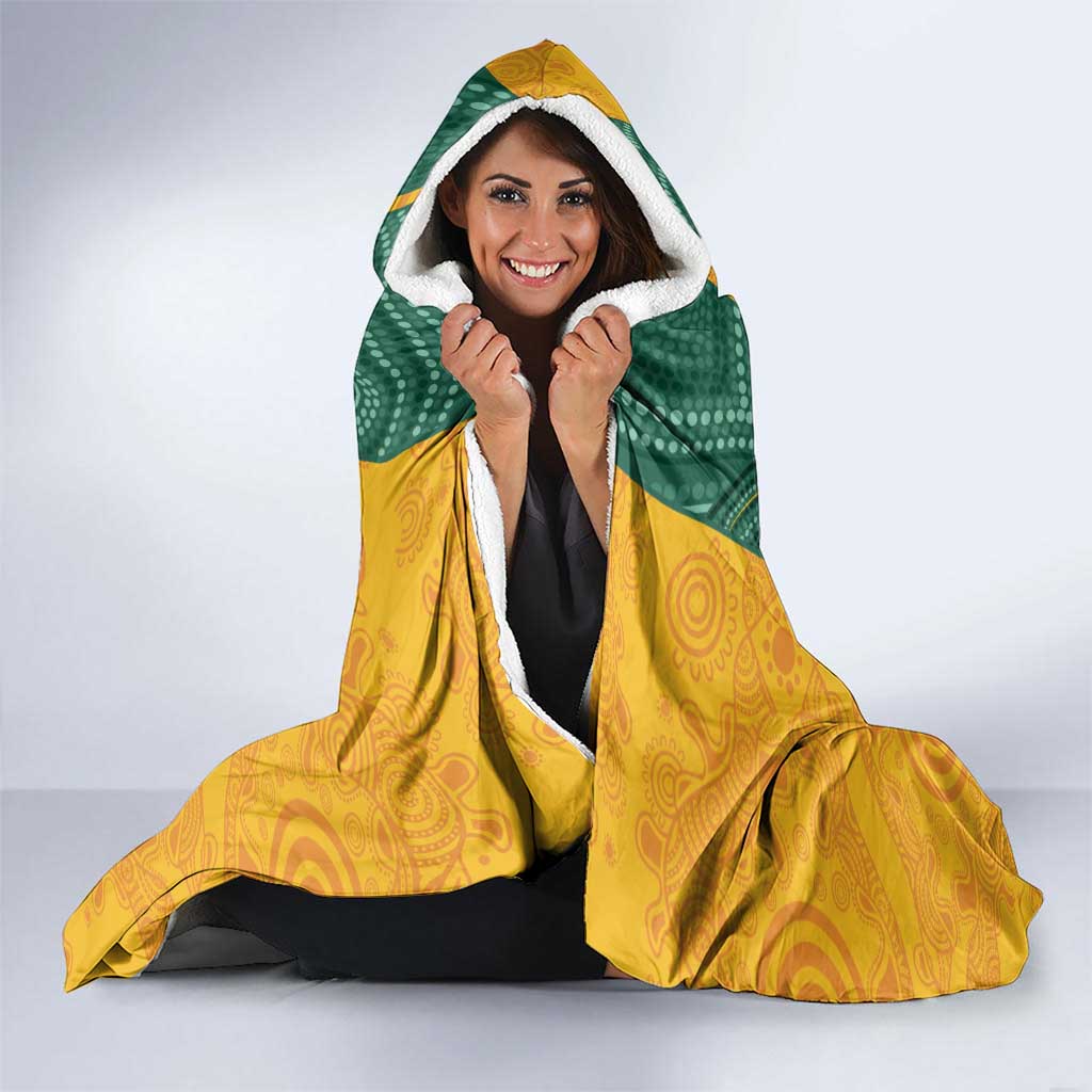 Australia 2024 Custom Hooded Blanket Aboriginal GO Team Aussie