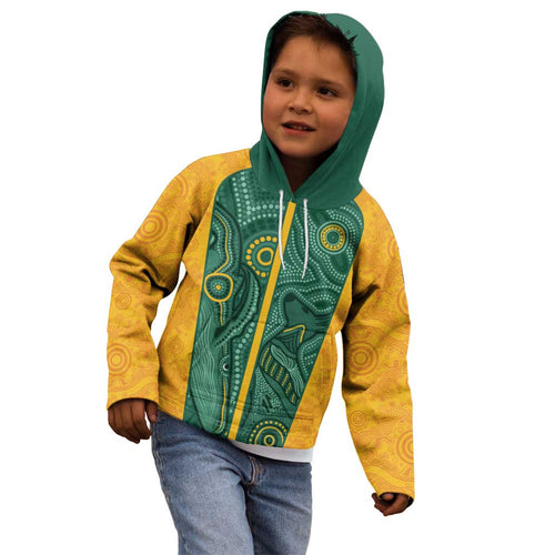 Australia 2024 Custom Kid Hoodie Aboriginal GO Team Aussie