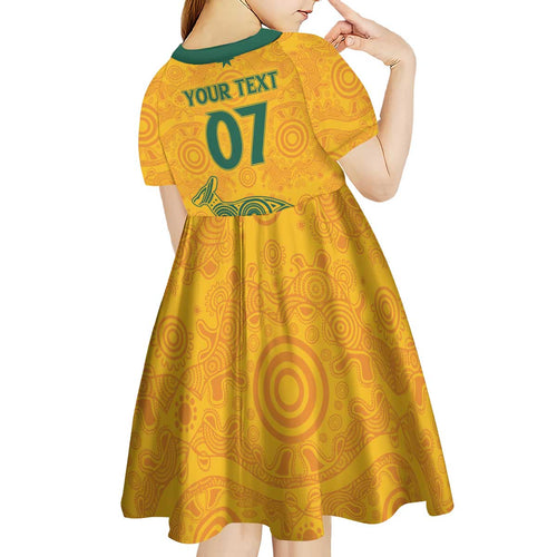 Australia 2024 Custom Kid Short Sleeve Dress Aboriginal GO Team Aussie
