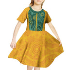 Australia 2024 Custom Kid Short Sleeve Dress Aboriginal GO Team Aussie