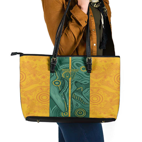 Australia 2024 Custom Leather Tote Bag Aboriginal GO Team Aussie