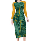 Australia 2024 Custom Long Sleeve Bodycon Dress Aboriginal GO Team Aussie