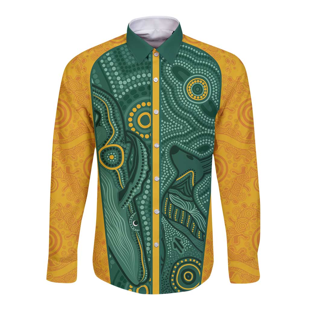 Australia 2024 Custom Long Sleeve Button Shirt Aboriginal GO Team Aussie