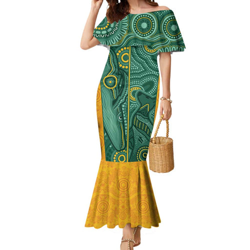 Australia 2024 Custom Mermaid Dress Aboriginal GO Team Aussie