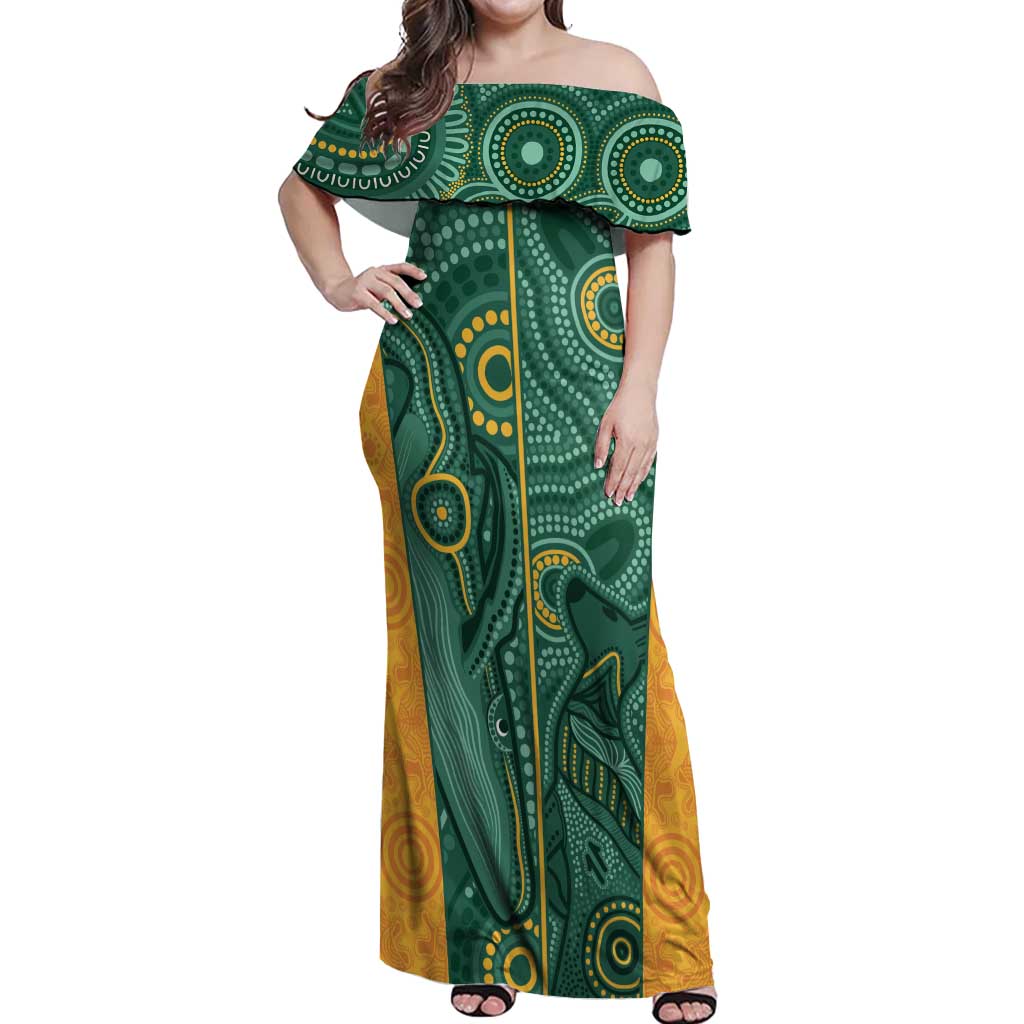 Australia 2024 Custom Off Shoulder Maxi Dress Aboriginal GO Team Aussie