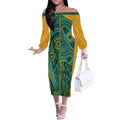 Australia 2024 Custom Off The Shoulder Long Sleeve Dress Aboriginal GO Team Aussie