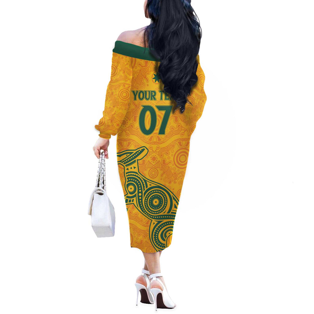 Australia 2024 Custom Off The Shoulder Long Sleeve Dress Aboriginal GO Team Aussie