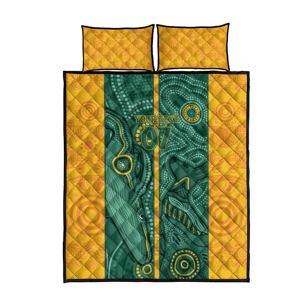Australia 2024 Custom Quilt Bed Set Aboriginal GO Team Aussie