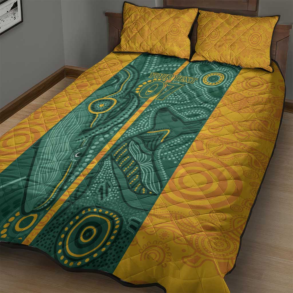 Australia 2024 Custom Quilt Bed Set Aboriginal GO Team Aussie