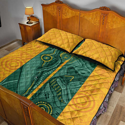 Australia 2024 Custom Quilt Bed Set Aboriginal GO Team Aussie