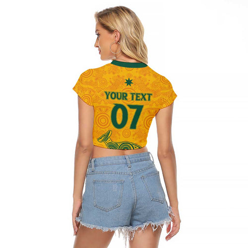 Australia 2024 Custom Raglan Cropped T Shirt Aboriginal GO Team Aussie