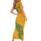 Australia 2024 Custom Short Sleeve Bodycon Dress Aboriginal GO Team Aussie