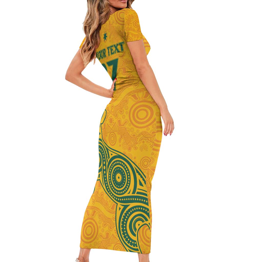 Australia 2024 Custom Short Sleeve Bodycon Dress Aboriginal GO Team Aussie
