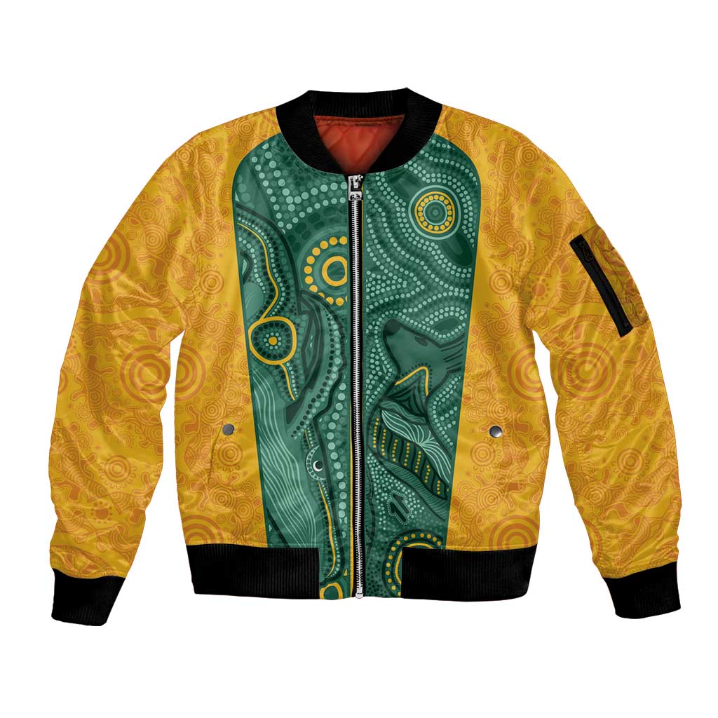 Australia 2024 Custom Sleeve Zip Bomber Jacket Aboriginal GO Team Aussie