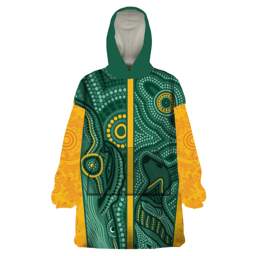 Australia 2024 Custom Wearable Blanket Hoodie Aboriginal GO Team Aussie
