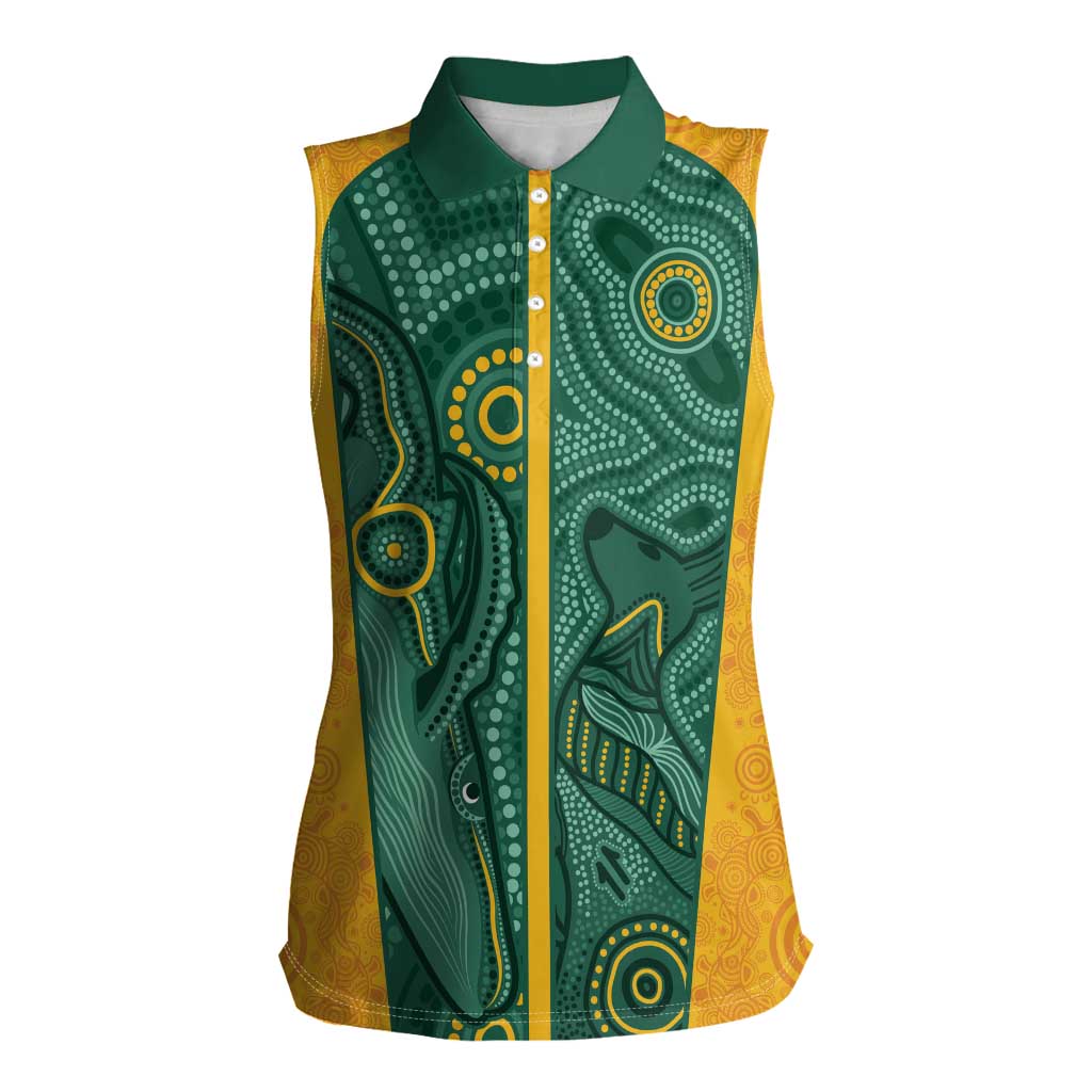 Australia 2024 Custom Women Sleeveless Polo Shirt Aboriginal GO Team Aussie