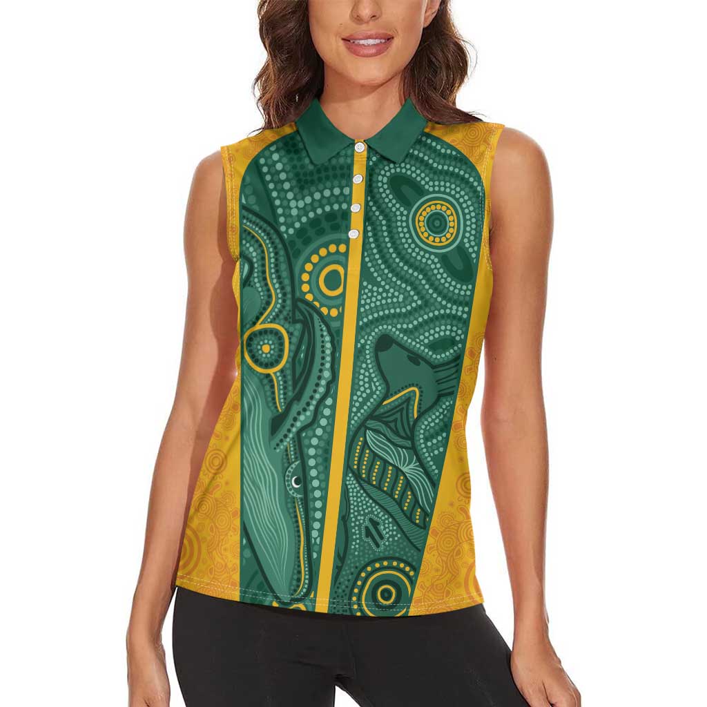 Australia 2024 Custom Women Sleeveless Polo Shirt Aboriginal GO Team Aussie