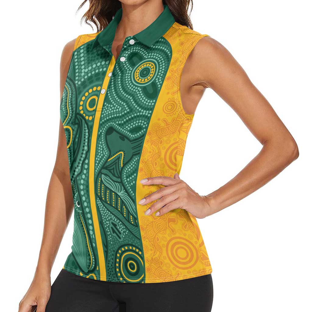 Australia 2024 Custom Women Sleeveless Polo Shirt Aboriginal GO Team Aussie
