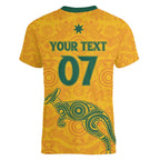 Australia 2024 Custom Women V-Neck T-Shirt Aboriginal GO Team Aussie