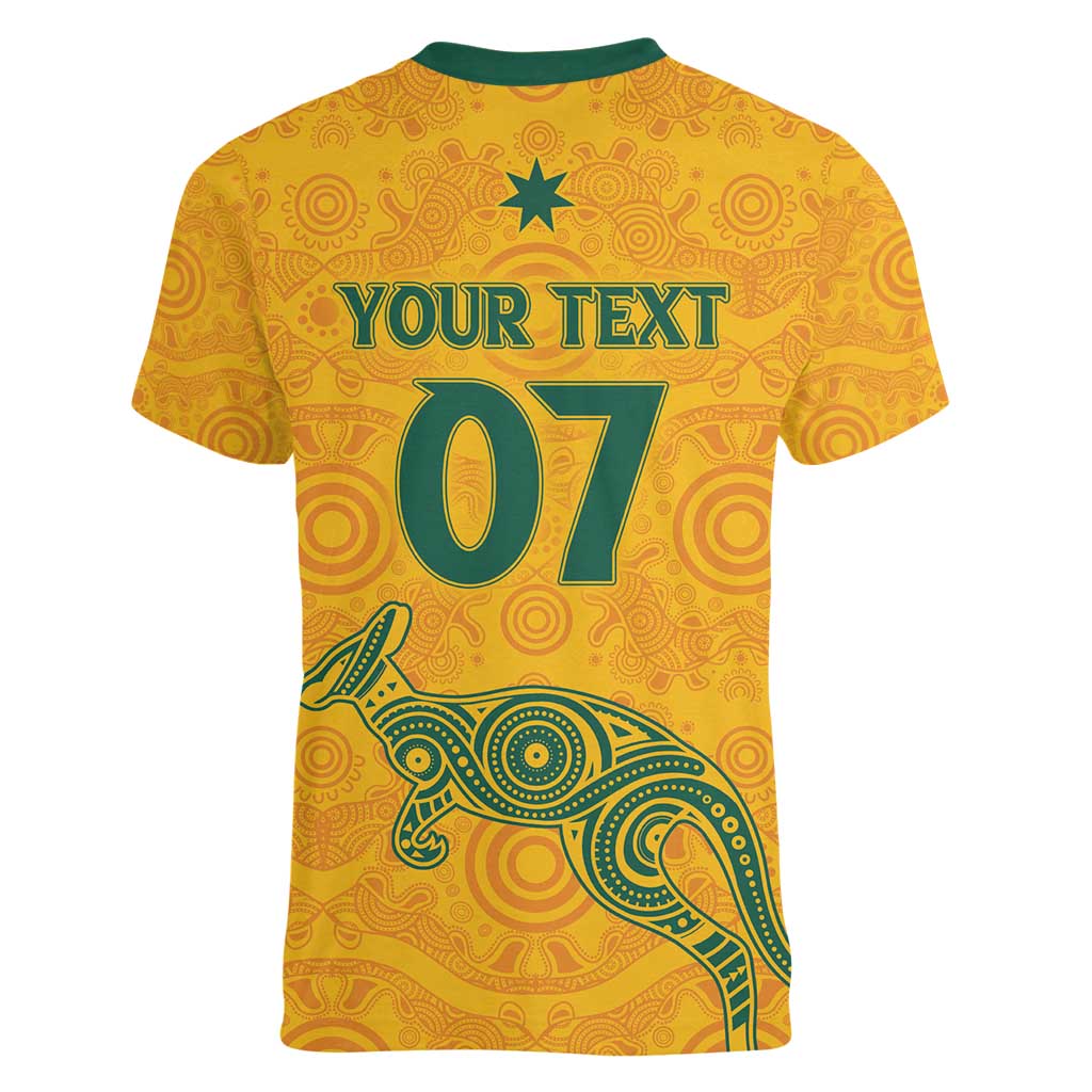 Australia 2024 Custom Women V-Neck T-Shirt Aboriginal GO Team Aussie