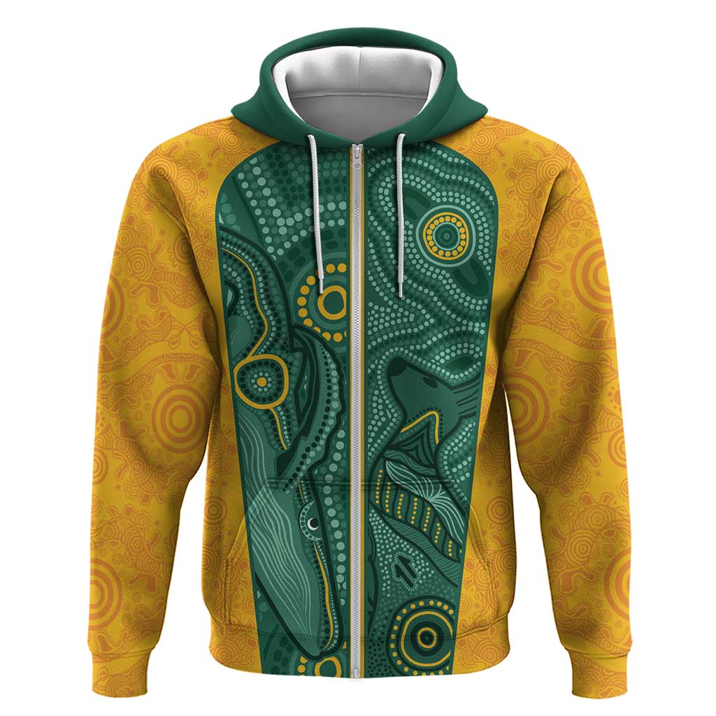 Australia 2024 Custom Zip Hoodie Aboriginal GO Team Aussie