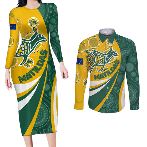 custom-australia-matildas-indigenous-couples-matching-long-sleeve-bodycon-dress-and-long-sleeve-button-shirt-go-tilly-special