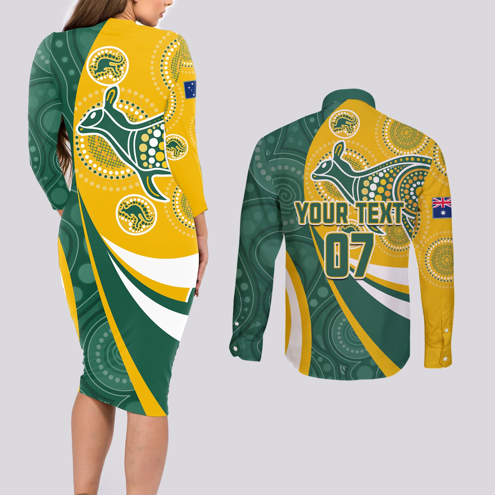 custom-australia-matildas-indigenous-couples-matching-long-sleeve-bodycon-dress-and-long-sleeve-button-shirt-go-tilly-special