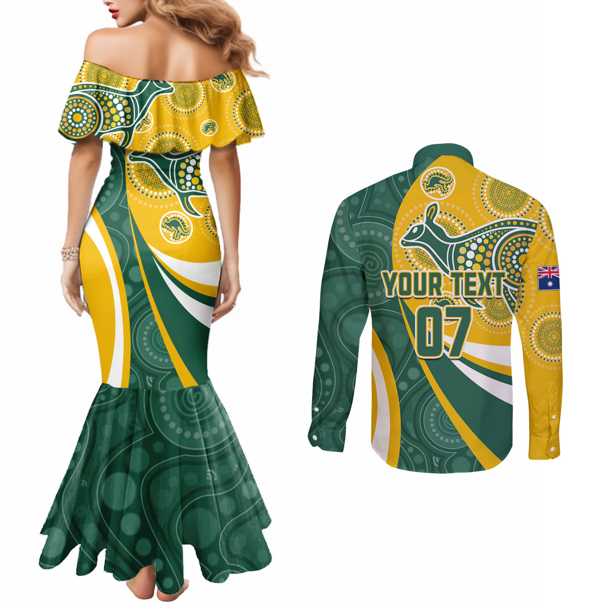 custom-australia-matildas-indigenous-couples-matching-mermaid-dress-and-long-sleeve-button-shirt-go-tilly-special