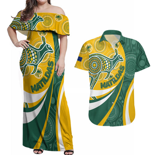 custom-australia-matildas-indigenous-couples-matching-off-shoulder-maxi-dress-and-hawaiian-shirt-go-tilly-special