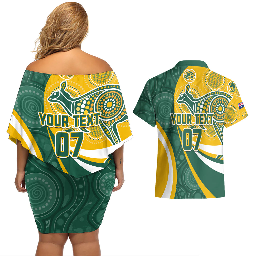 custom-australia-matildas-indigenous-couples-matching-off-shoulder-short-dress-and-hawaiian-shirt-go-tilly-special