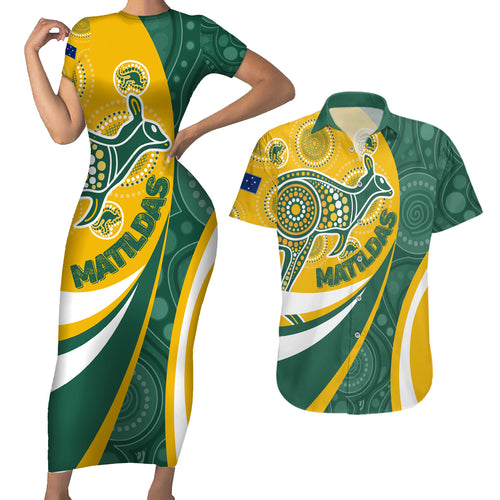 custom-australia-matildas-indigenous-couples-matching-short-sleeve-bodycon-dress-and-hawaiian-shirt-go-tilly-special