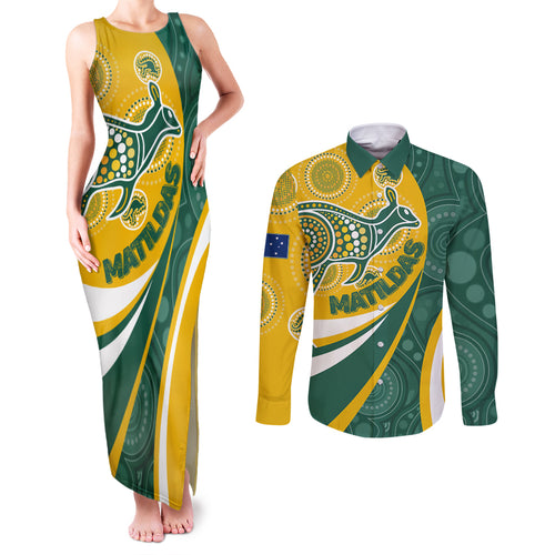 custom-australia-matildas-indigenous-couples-matching-tank-maxi-dress-and-long-sleeve-button-shirt-go-tilly-special