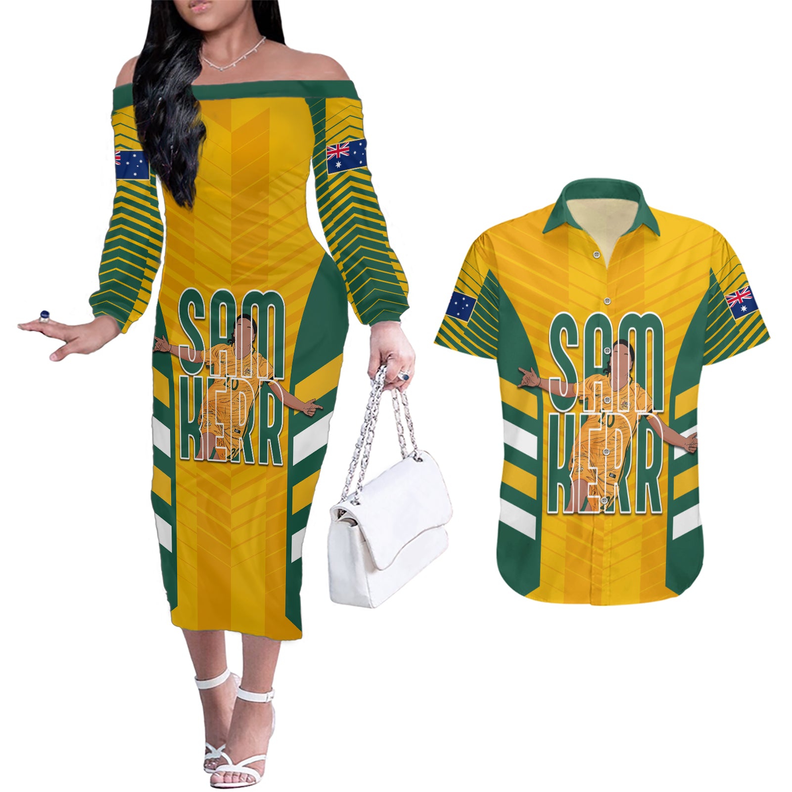 custom-australia-matildas-couples-matching-off-the-shoulder-long-sleeve-dress-and-hawaiian-shirt-sam-kerr-legend