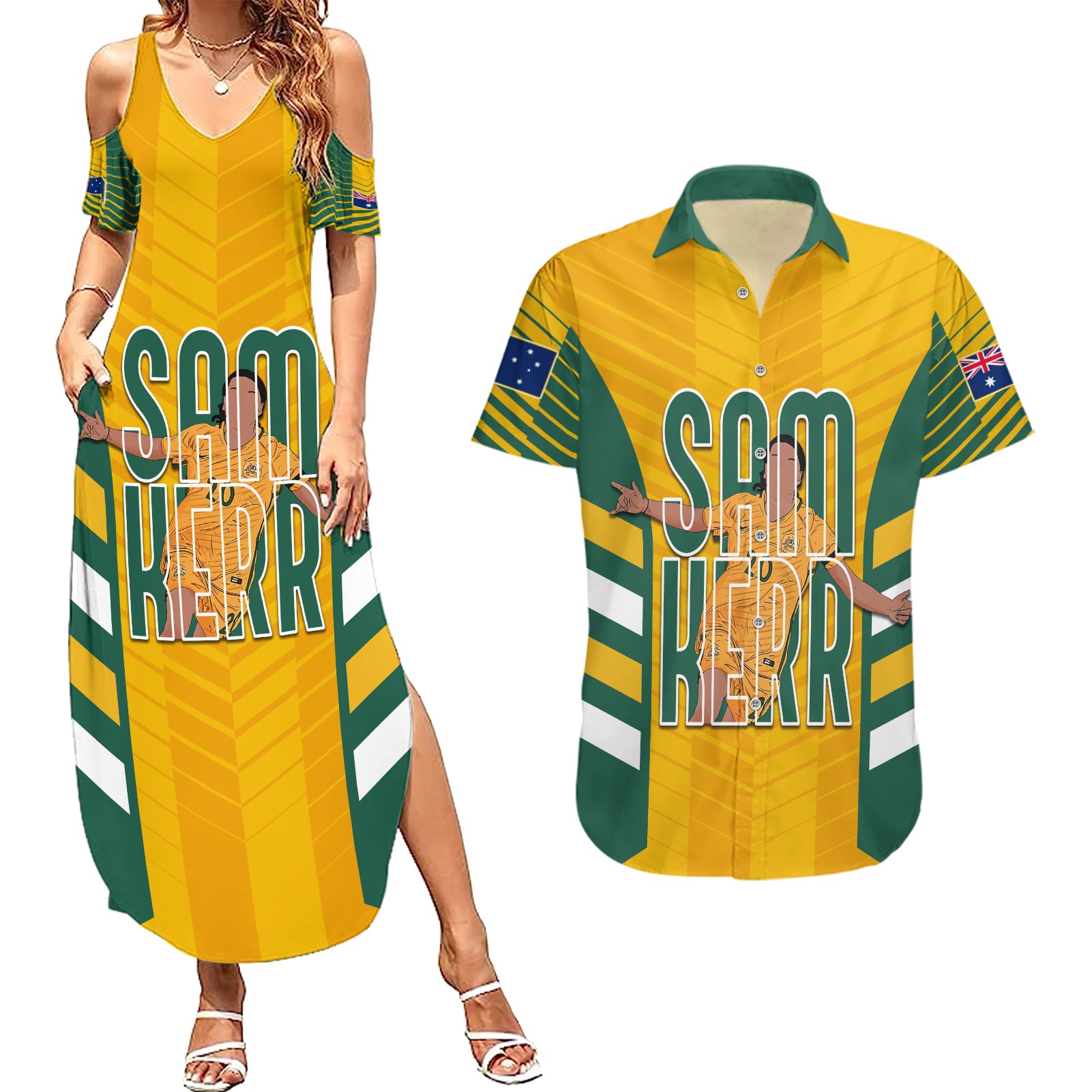 custom-australia-matildas-couples-matching-summer-maxi-dress-and-hawaiian-shirt-sam-kerr-legend