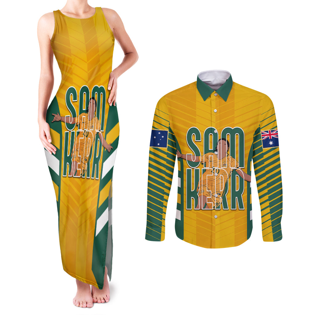 custom-australia-matildas-couples-matching-tank-maxi-dress-and-long-sleeve-button-shirt-sam-kerr-legend