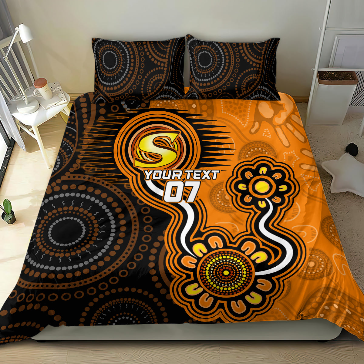 custom-scorchers-cricket-indigenous-bedding-set-champions-fire-up
