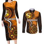 custom-scorchers-cricket-indigenous-couples-matching-long-sleeve-bodycon-dress-and-long-sleeve-button-shirt-champions-fire-up