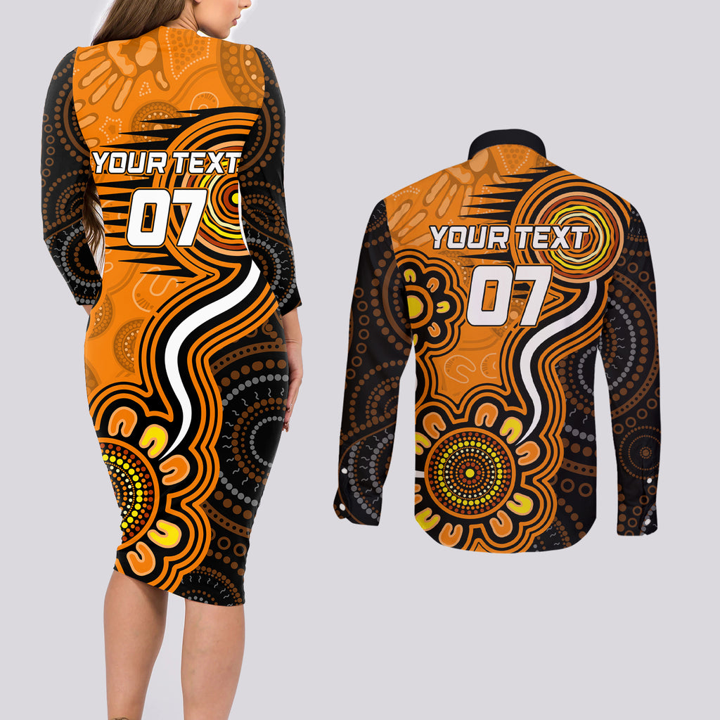 custom-scorchers-cricket-indigenous-couples-matching-long-sleeve-bodycon-dress-and-long-sleeve-button-shirt-champions-fire-up