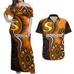 custom-scorchers-cricket-indigenous-couples-matching-off-shoulder-maxi-dress-and-hawaiian-shirt-champions-fire-up